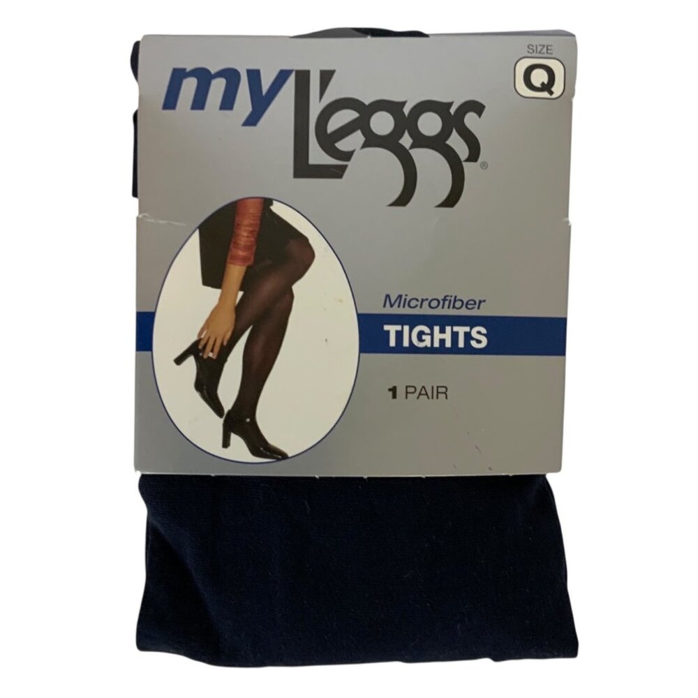My L'eggs Microfiber Tights Black Size Q Queen Nylon Spandex Blend